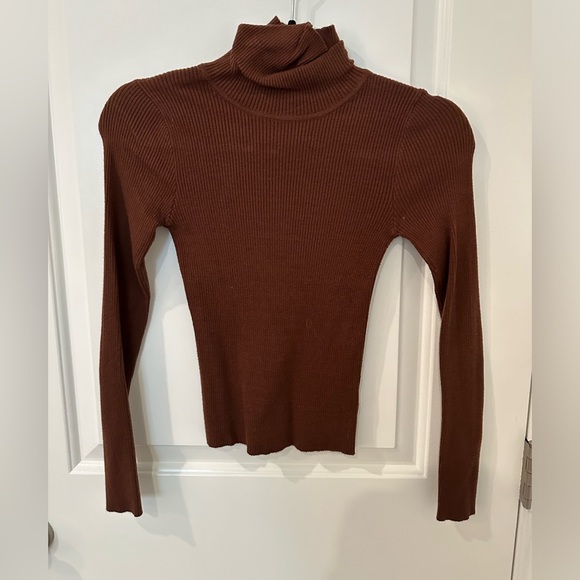 Urban Revivo Brown Rib Knit Roll Neck Sweater - XS - Picture 4 of 6